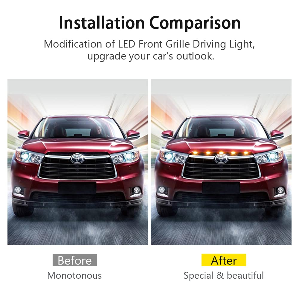 LECART for Jeep Grill Lights Amber Yellow Ultra Bright Flashing Led