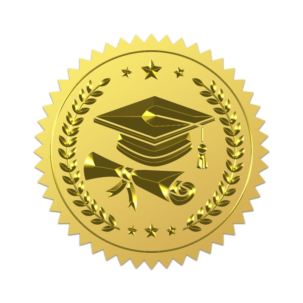Enveloppes autocollantes pour certificats et récompenses WADORN feuille d'or 5,1 cm