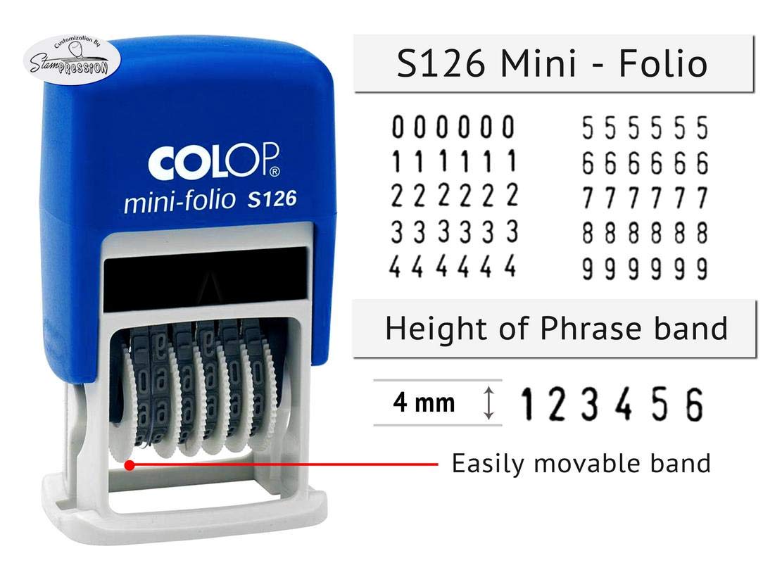 Self Inking Colop S126 Rubber Dater Stamp with Blue Ink