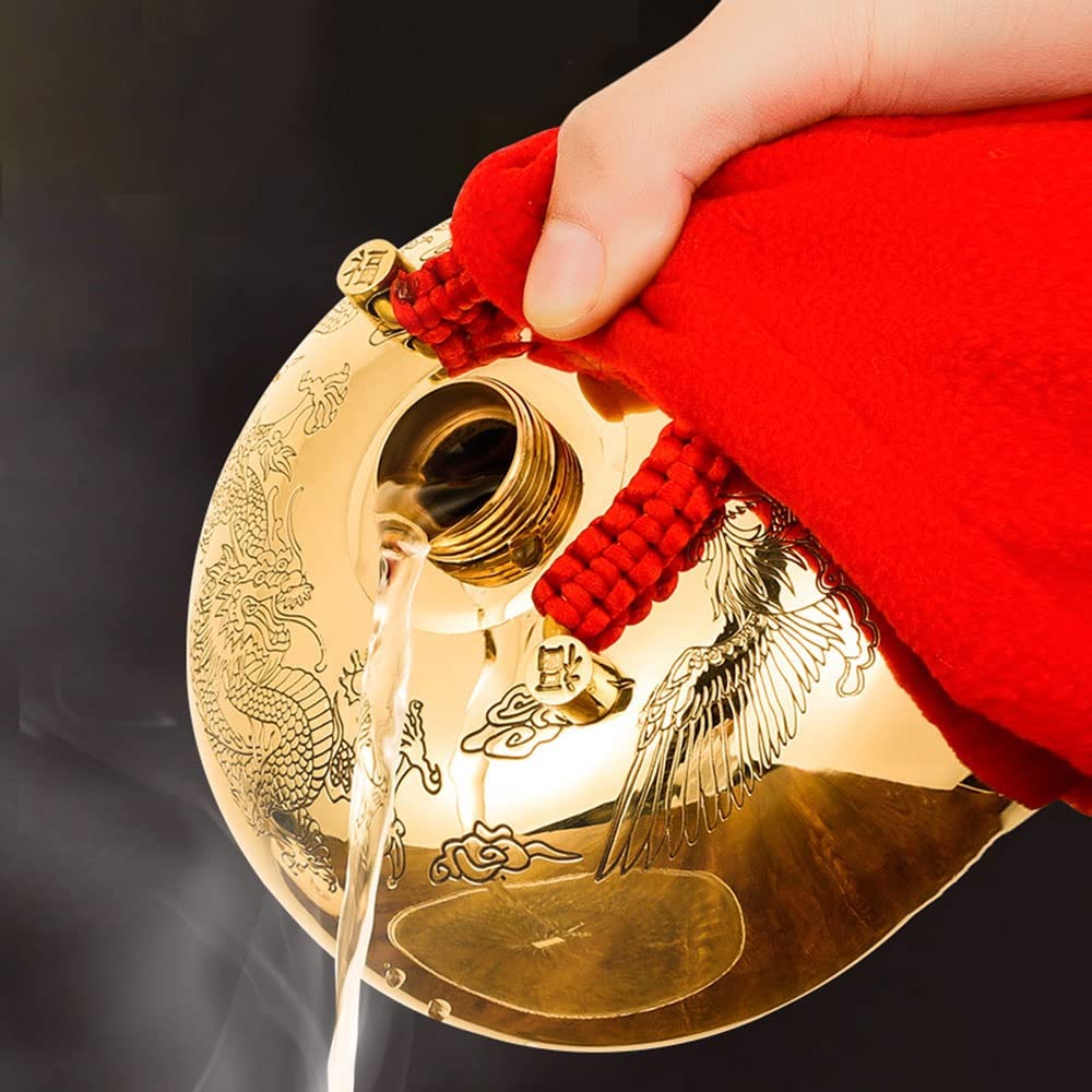 Bolsa de Agua Caliente clásica con Tapa, Exquisita y Bonita Bolsa de Agua Caliente de Cobre, Ideal para Calentar Manos y pies, Ideal para niños, Hombres y Mujeres, 0,6 l, 1,0 l, 1,