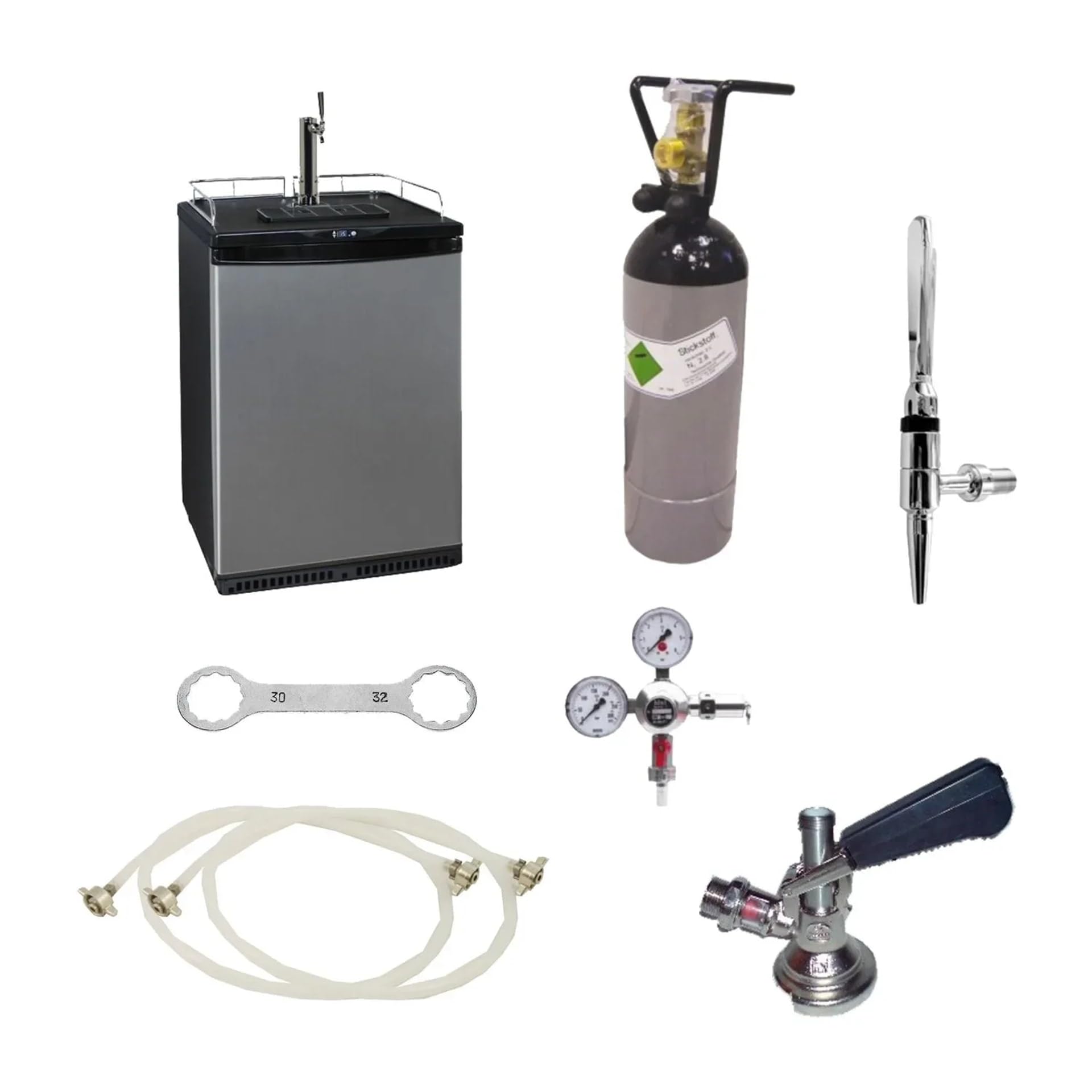Kit Completo Sistema Dispensado Cold Brew Coffee - Frigorífico para barriles hasta 50L y Dispensador de nitrógeno sin Cabeza de Grifo