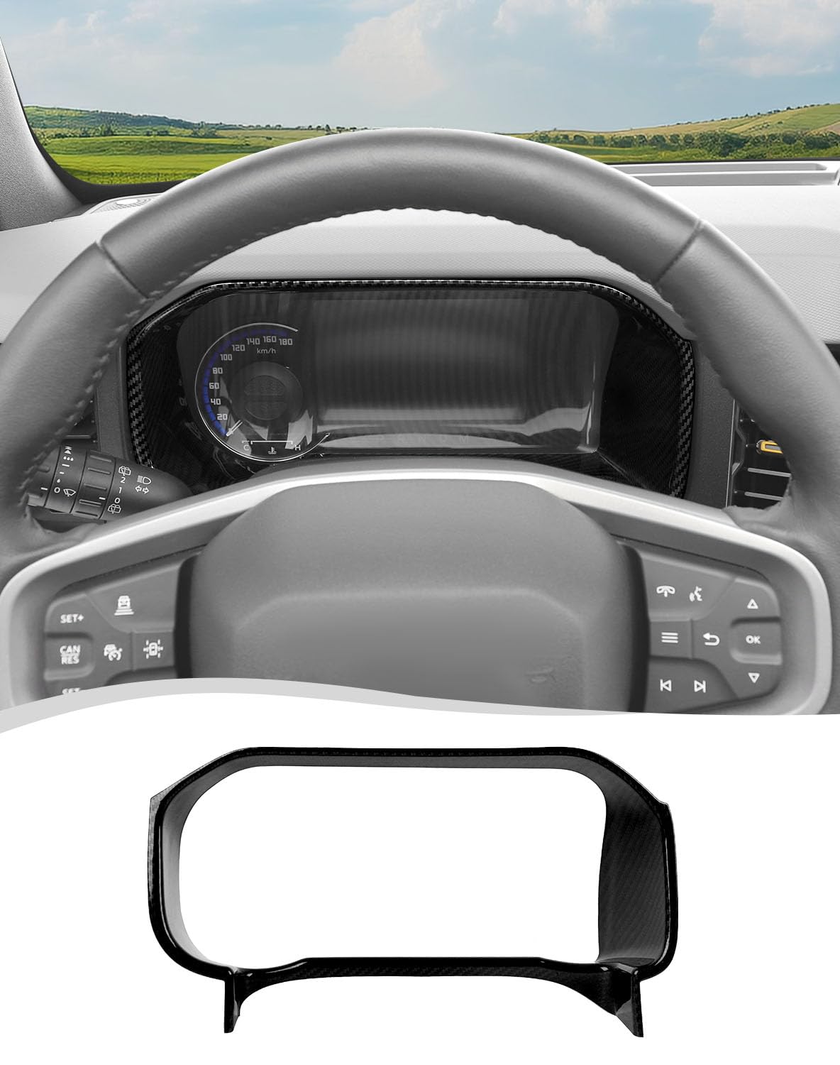 Voodonala Center Console Dashboard Panel Cover Trim Compatible with Ford Bronco Accessories 2021 2022 2023 2024, Carbon Fiber