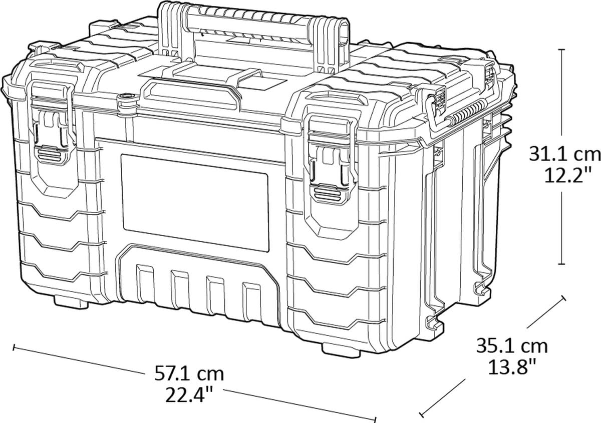 Keter Pro Gear XL Werkzeugwagen – 3 Koffer, 2 flache und 1 tiefe Schublade, abschließbar, mit Clear Organizer, IP65 Schutz, robustes Design, schwarz - 64x47x79-105 cm