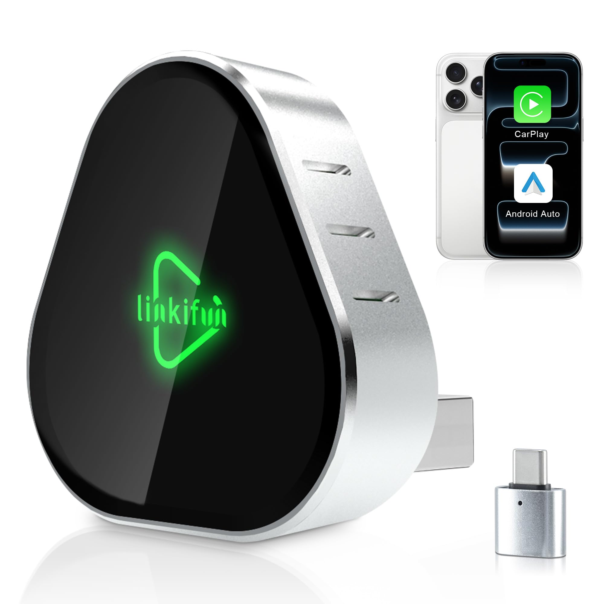 Photo 1 of 2026 Wireless Carplay Adapter, Universal for Apple iPhone & Android, Plug & Play, Portable Design with USB-A/Type-C Port
