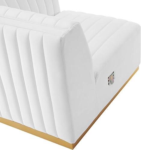 Miniatura 56 de Modway Conjure - Sofá seccional tapizado de terciopelo de alto rendimiento, con canal, silla sin brazos en negro y gris Negro-Gris,Negro