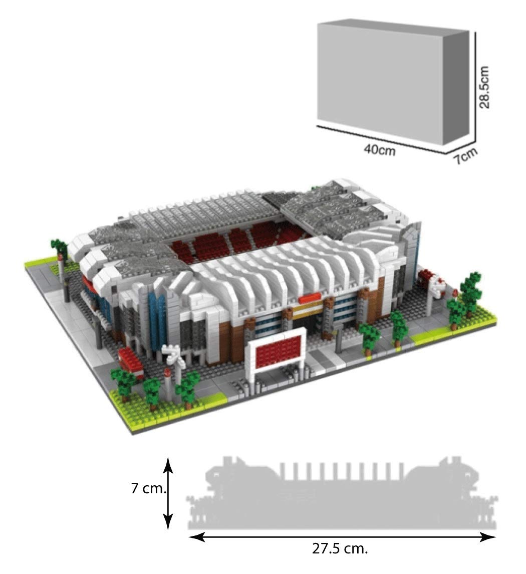 Modello Di Architettura Da Costruire Con Mini Blocchi, Design Realistico Di Campo Da Calcio. Collezione Degli Stadi D’Élite Del Mondo. Stadio Di Calcio A Trafford, Manchester, Inghilterra.