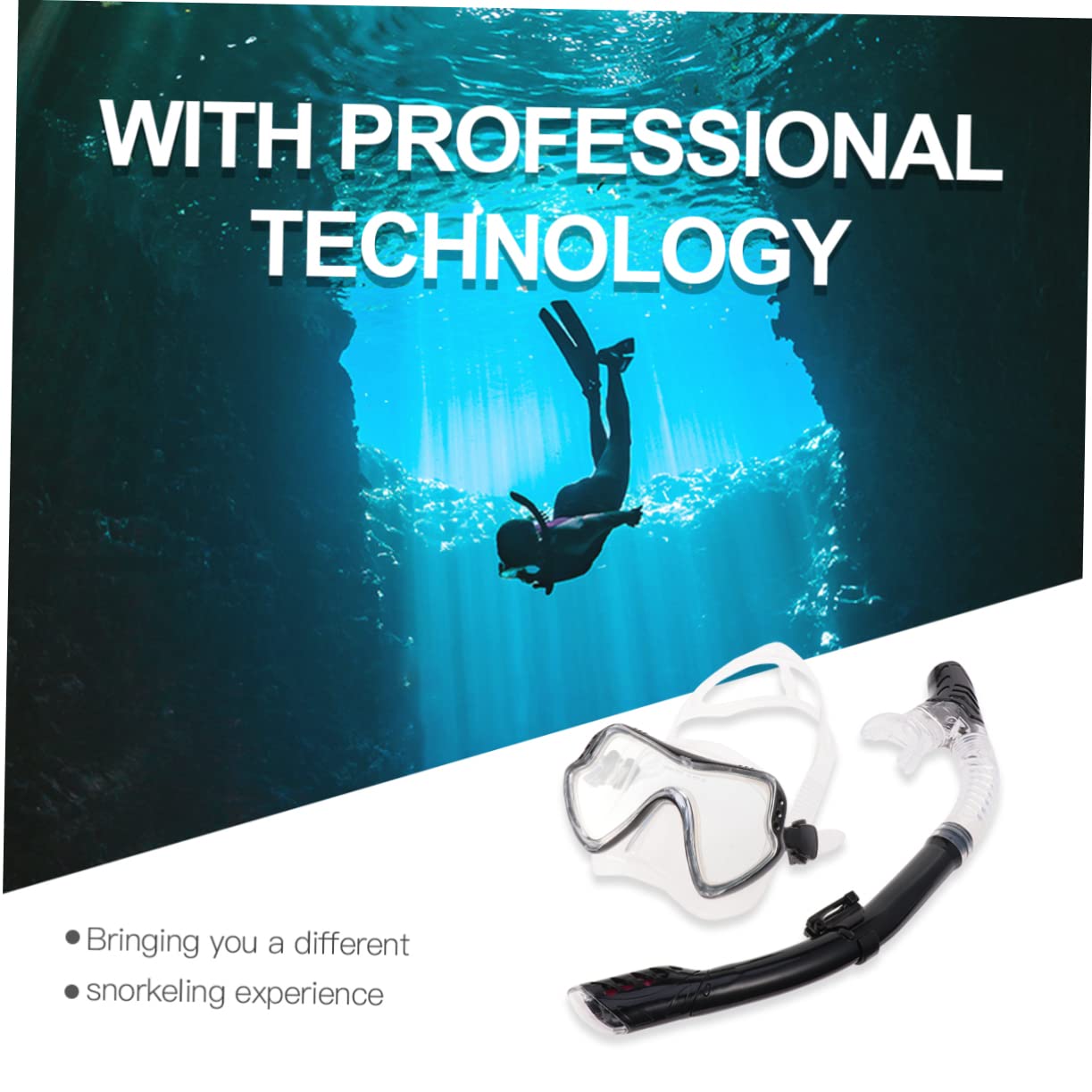 Set de Máscara de Snorkel de Silicona Negra para Hombres y Mujeres