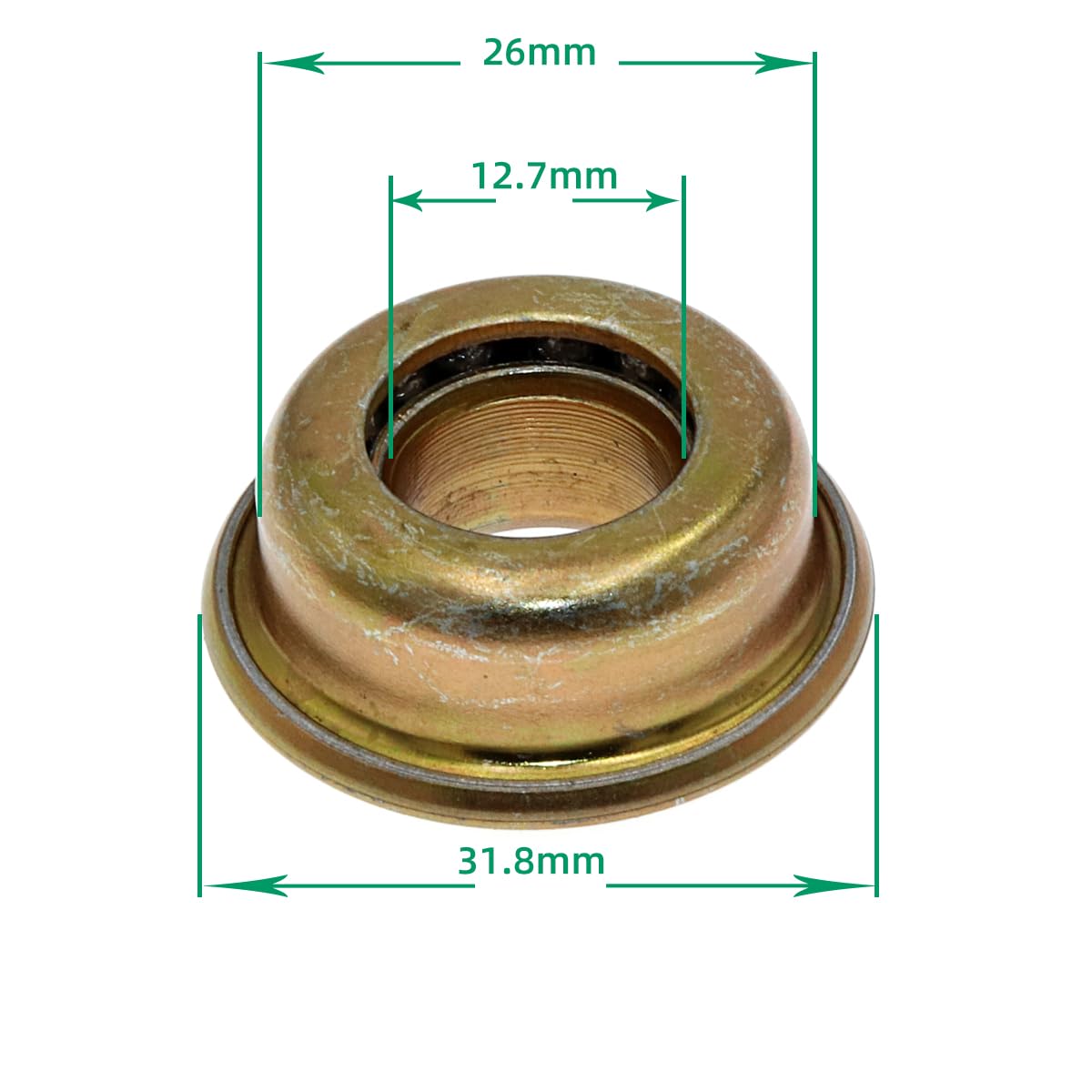 DINGGUANGHE 4Pcs 1/2 Inch M127-318 Wheelchair Flanged Ball Bearings 12.7x26x31.8mm Front Fork Bowl Bearing