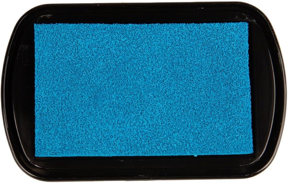 Craft County Pigment Ink Stamp Pad – Refillable Ink Pad in 15+ Colors – Raised Edges for Larger Stamps – Cyan