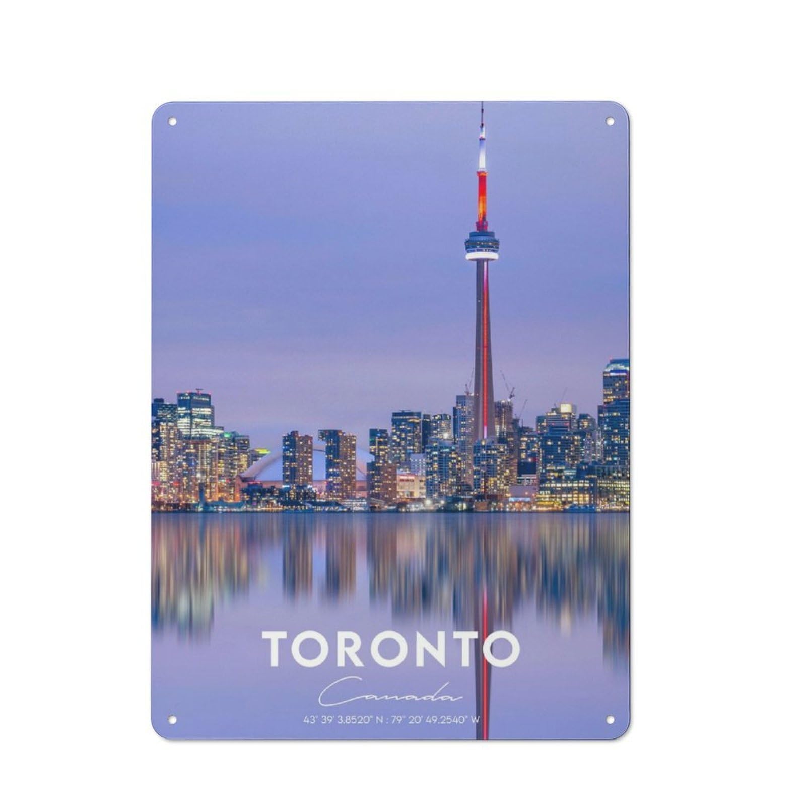 Junmoney Toronto 8 Rustic Metal Plaque 40X30cm For Guest Room Or Hallway, For Home Interiors, Feature Walls And Decorative Displays