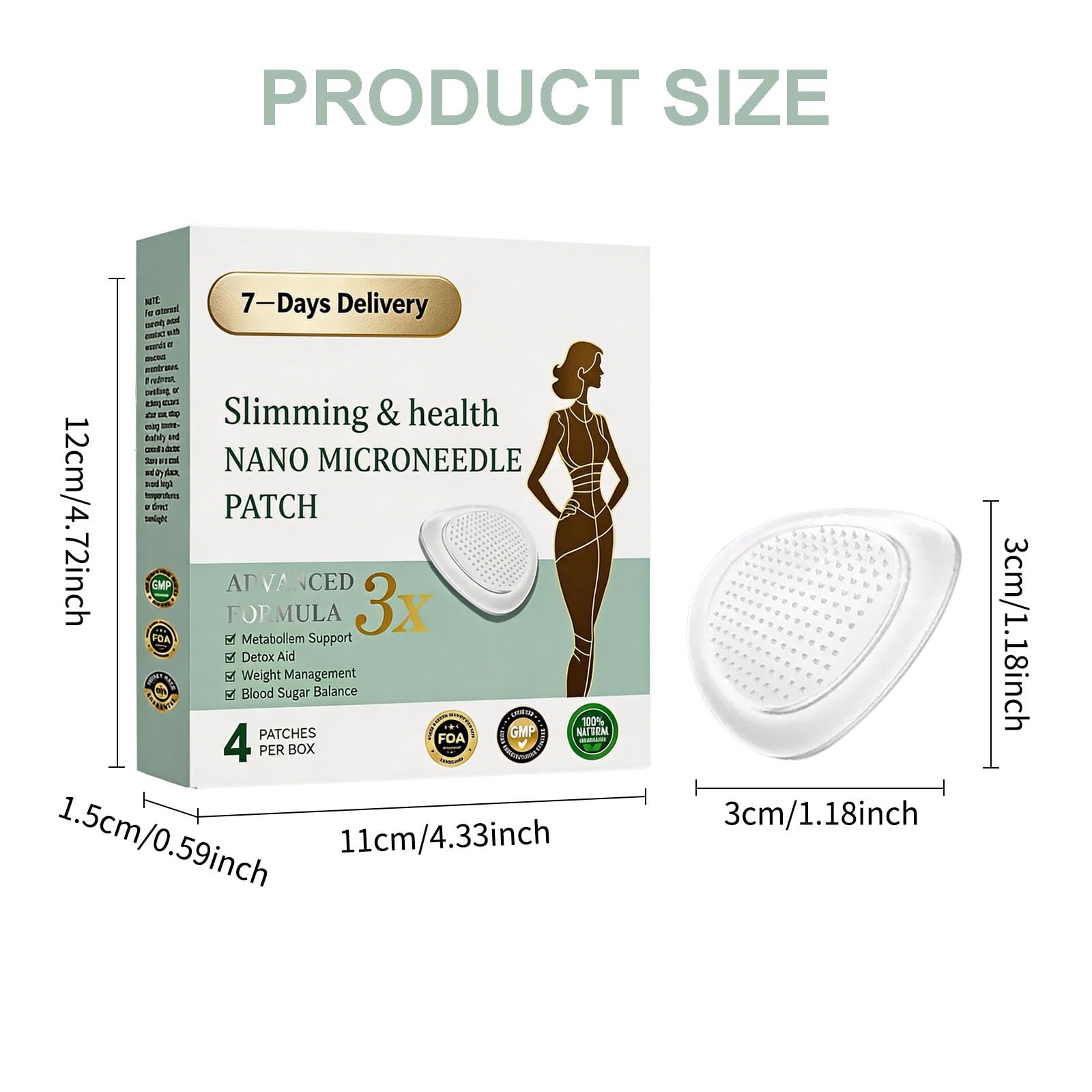 Patch Nano Microneedle Minceur, Patchs Minceurs, Dispositifs Minceur pour le Corps, Ingrédients Naturels, Invisible, Idéal pour Homme et Femme,2 boîtes