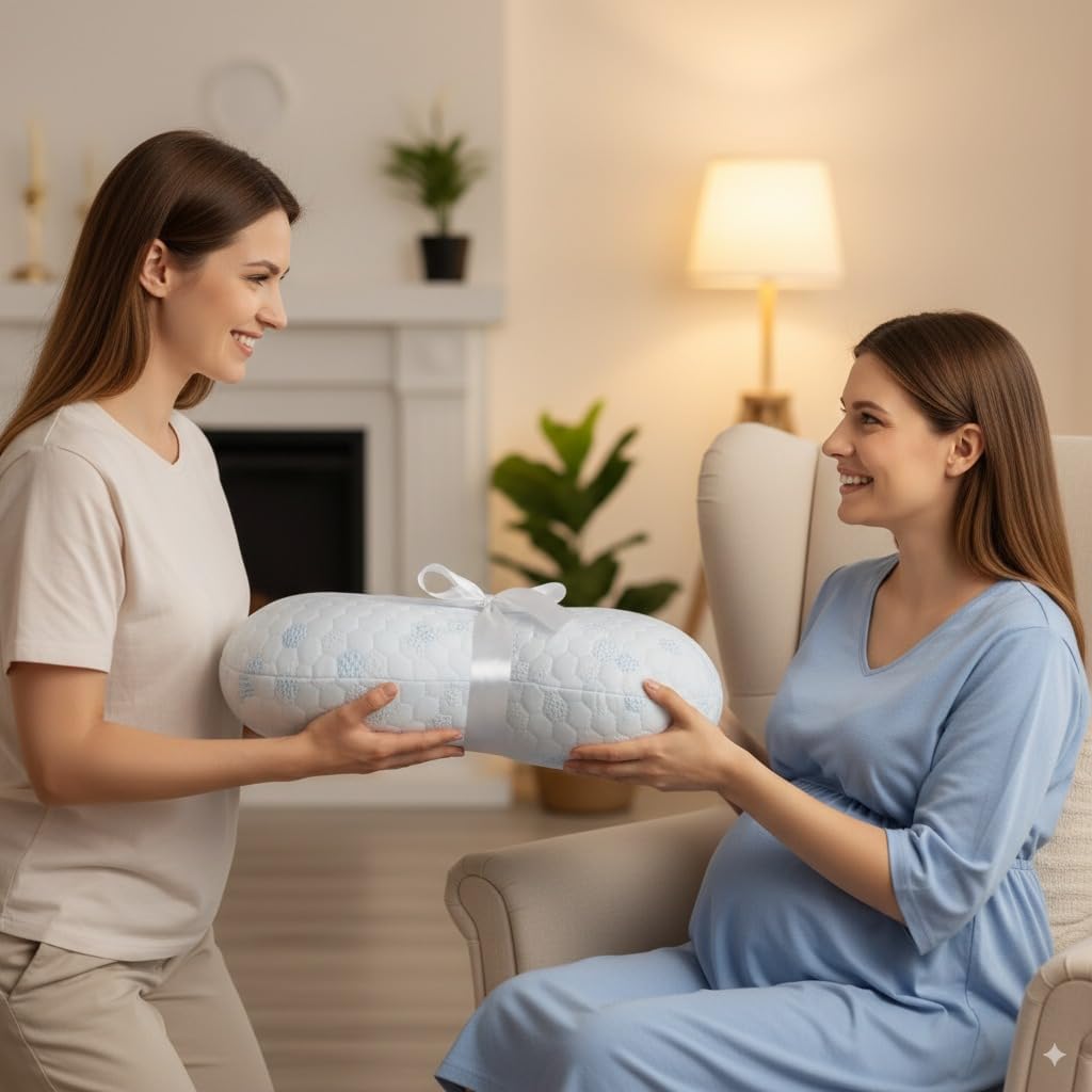 Portable Pregnancy Pillow – W Shaped Maternity Support for Side Sleepers, Adjustable Travel Wedge Pillow for Back, Belly, and Hip Relief, Ideal for Pregnant Women, Nursing Pillow (While Blue)