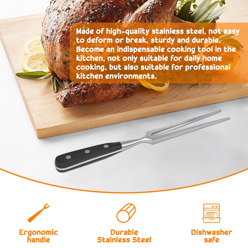 HEKOBAG Forchetta per Carne in Acciaio Inox - Da Barbecue e Arrosti, Lama 19 cm