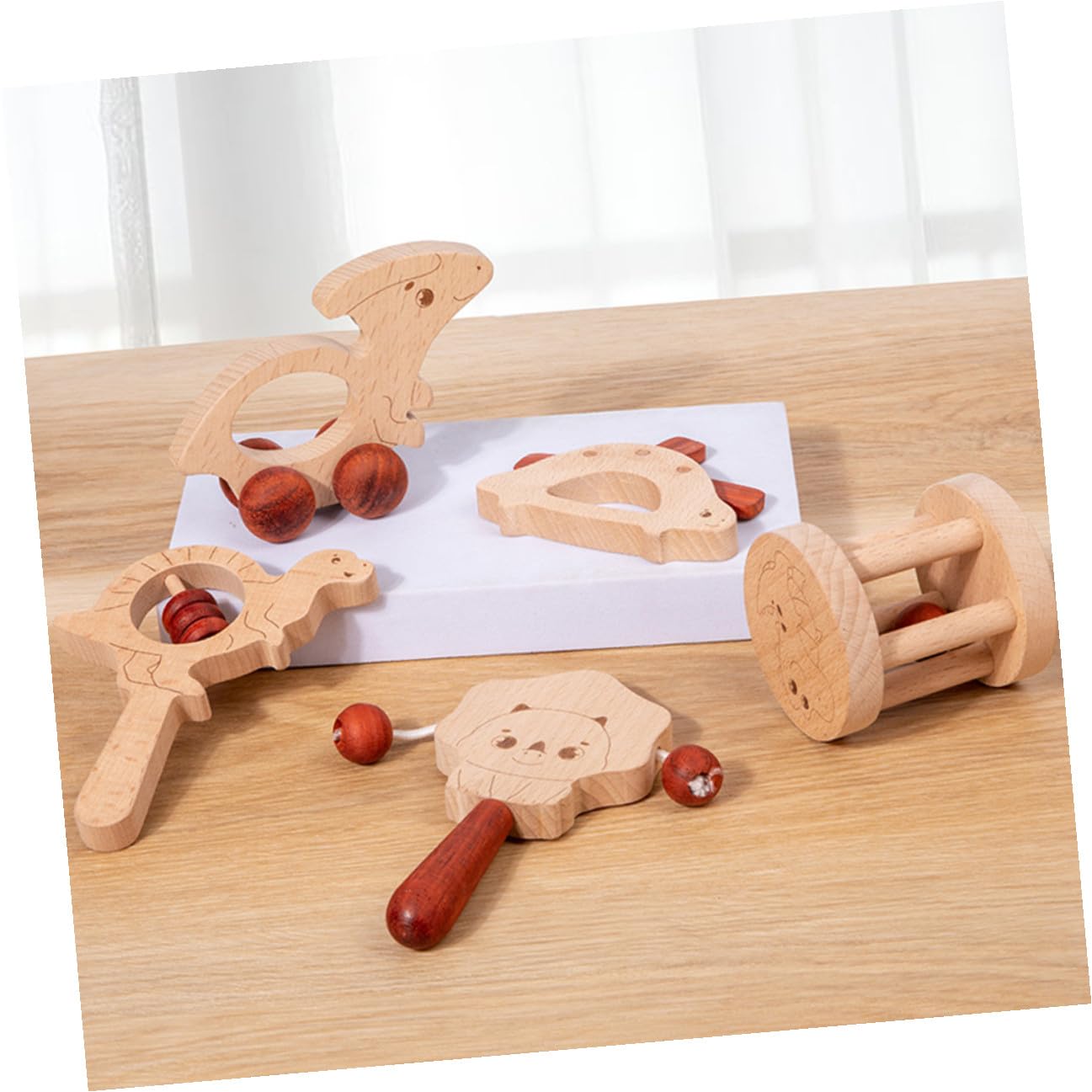 ifundom 5 pezzi Sonagli in Legno per Ragazzo Ragazza Giocattoli Musicali per Allenamento Presa Manuale Regalo Educativo per Ragazzi e Ragazze per Feste e Uso Quotidiano