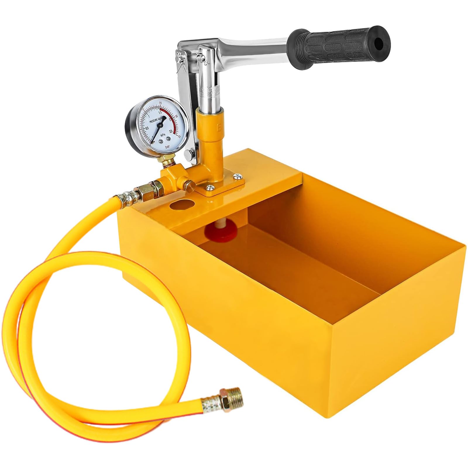 5 Liters 0-25 Bar Manual Test Pump with 1m Hose, 25KG Filling Pump Set including Single Valve and Pressure Gauge