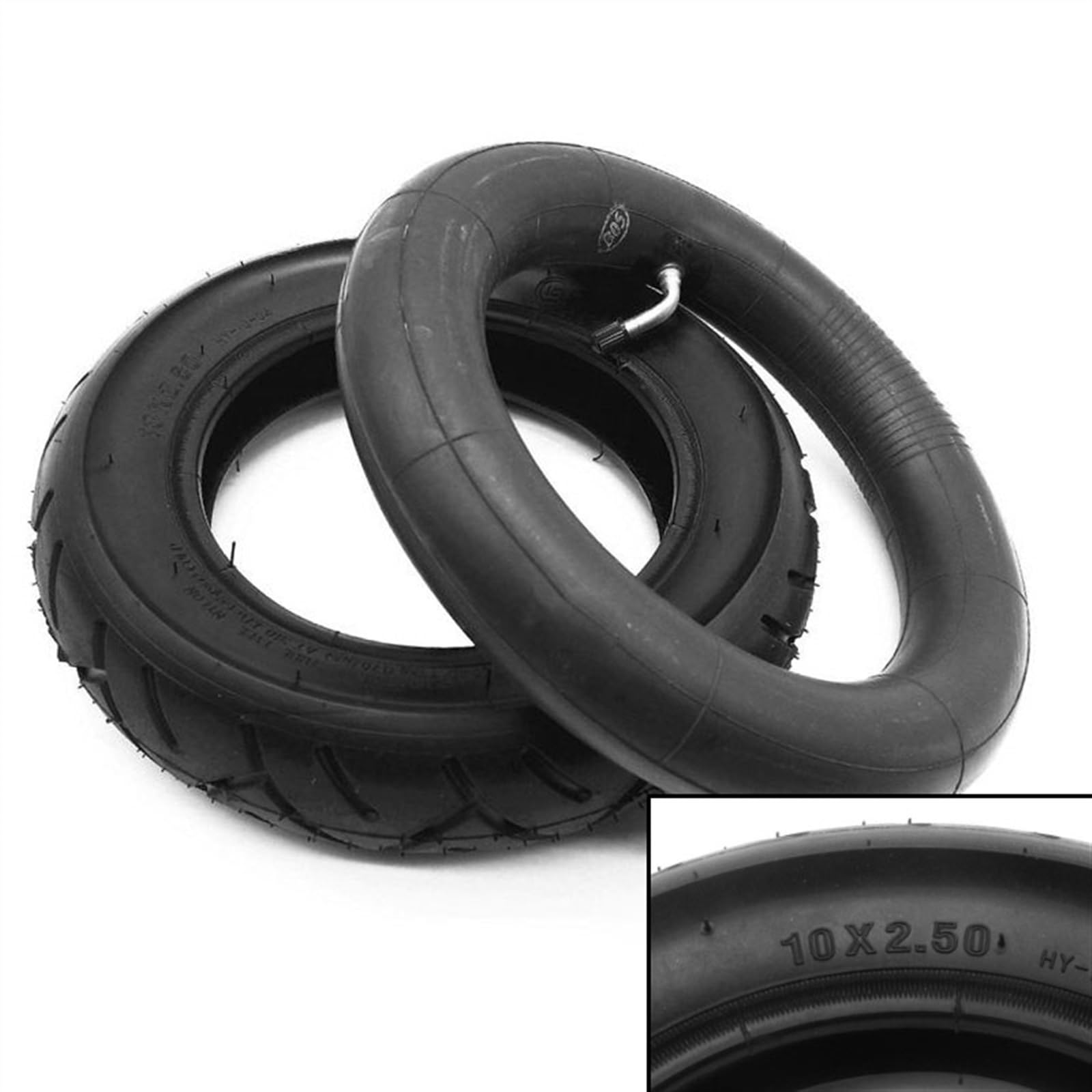 Ruedas Patinete,Ruedas de Repuesto para Patinetes 10x2.50 TUBO INTERNO TUBO DE 10 PULGADAS PARA LA VESTERA DE BICICLETA ELÉCTRICA RUEDA TRASERA VÁLVULA BENT 10x2.5 Scooter eléctrico Equilibrio Hoverbo