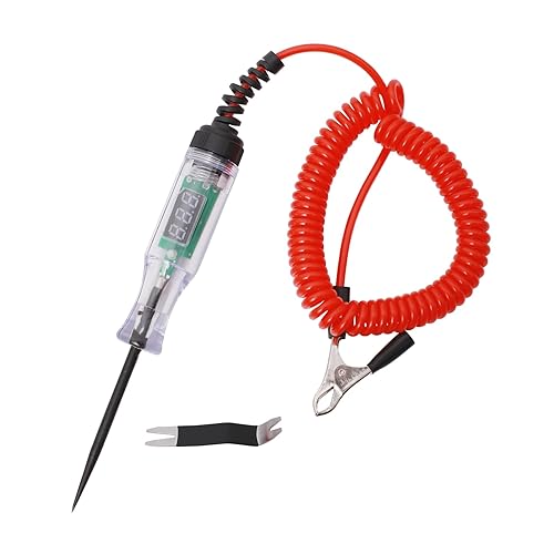 GiLKes Probador de circuito automotriz 3v-48v, lĂĄmpara de prueba LED con pantalla de voltaje, herramienta de palanca de extracciĂłn de sujetadores