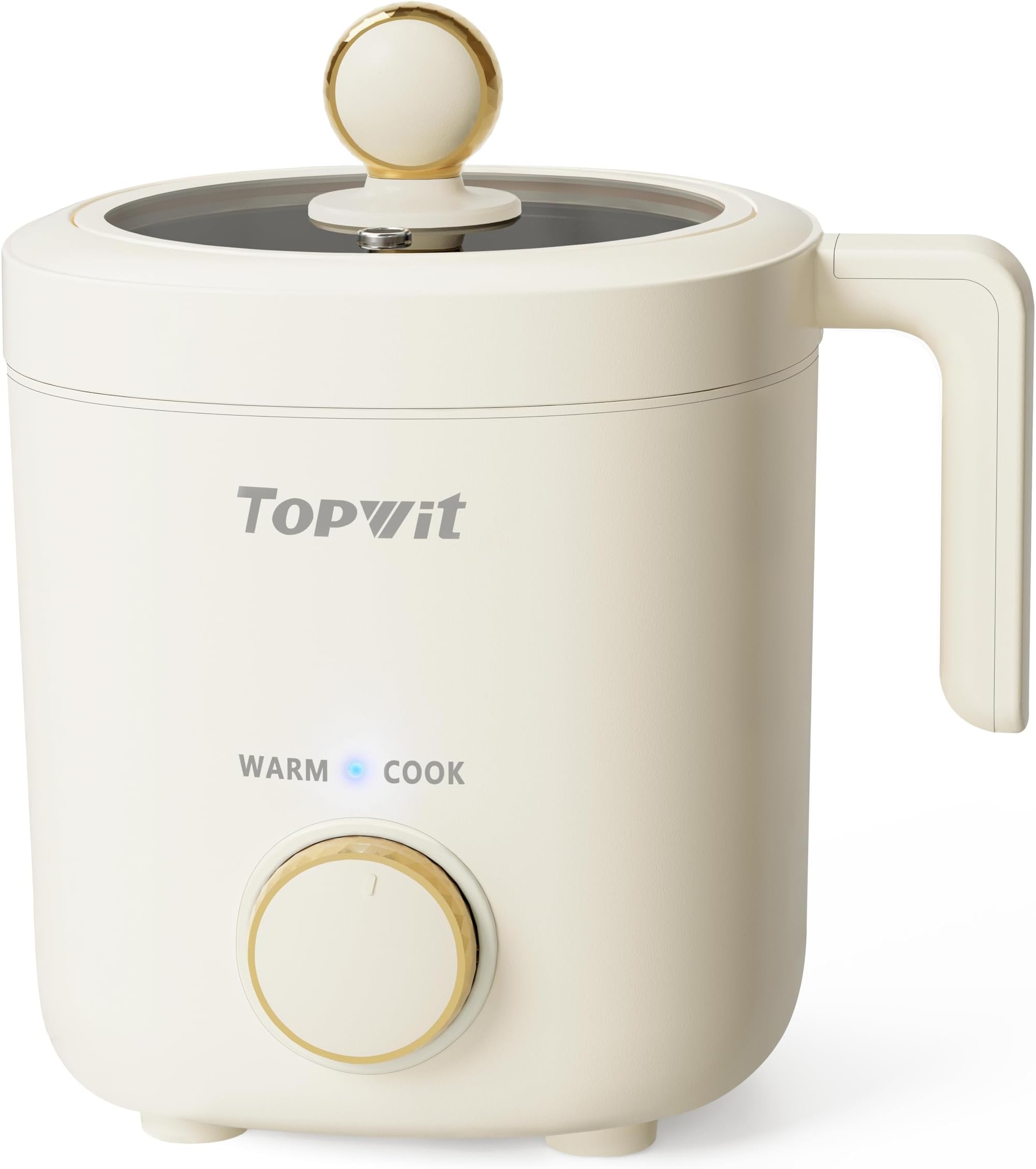 TOPWIT Rice Cooker Small, 2-Cups Uncooked, 1.2L Mini Rice Cooker with Non-stick Coating, BPA Free, Portable Rice Maker with One Touch & Keep Warm Function, Beige
