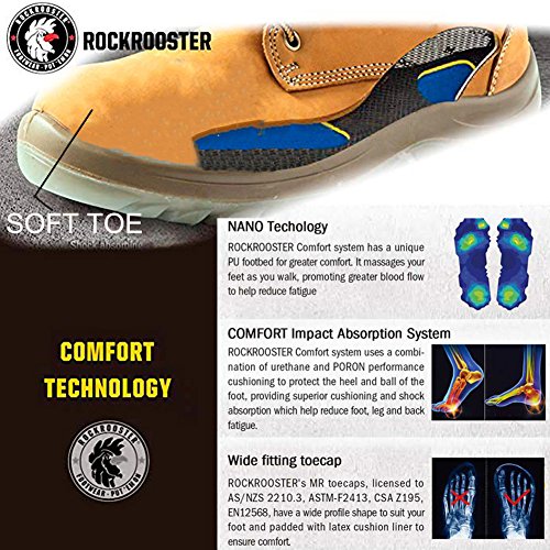 ROCKROOSTER Work Boots for Men, Soft Toe Waterproof Safety Working Shoes(AP360-soft, 11-BRN) - Thumbnail 2