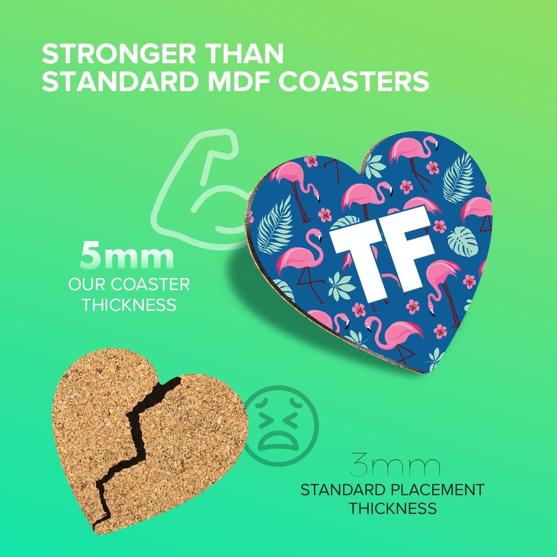 1 x Heart Coaster - Letters TF Tropic Flamingo Palm Flower