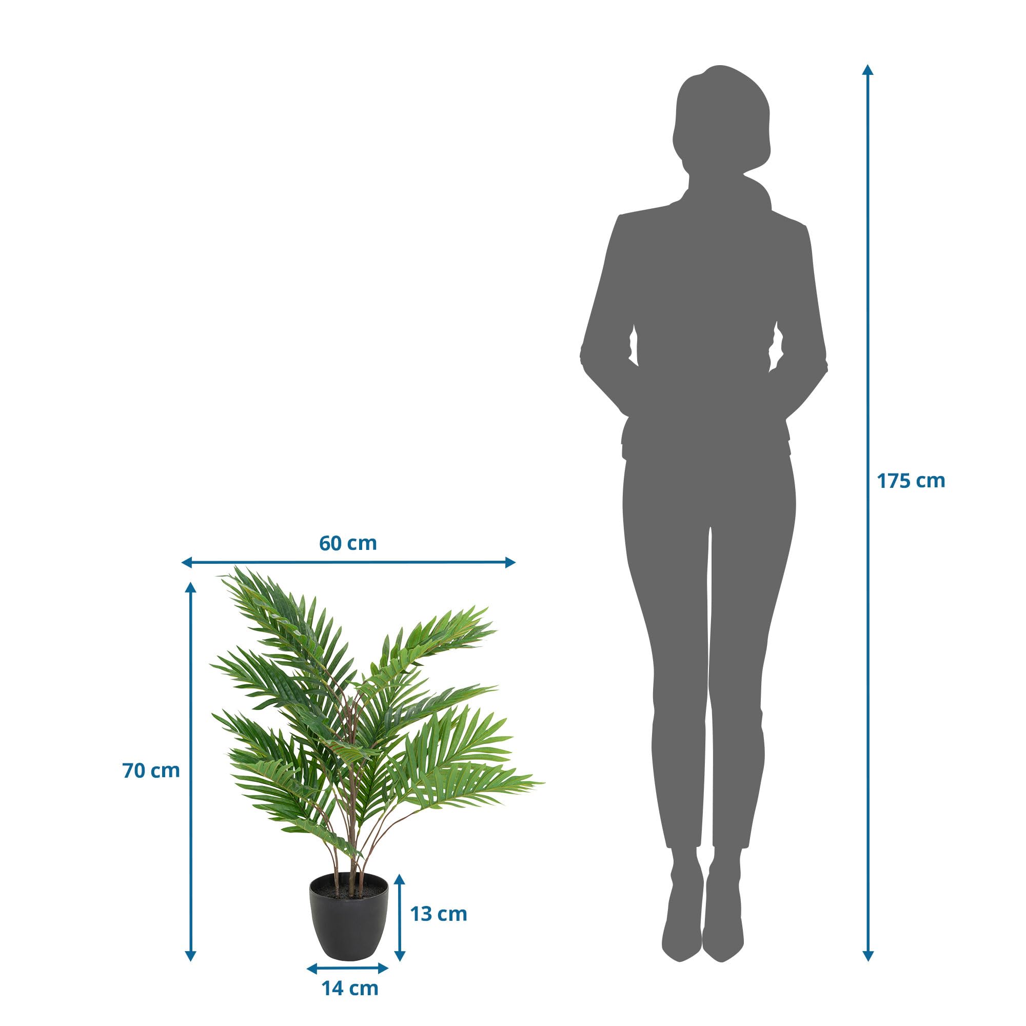 Amazon.de: hjh OFFICE Kunstpflanze Areca Hhe 70 cm Grn Deko  Goldfruchtpalme pflegeleicht Zimmerpalme knstlich, 871009