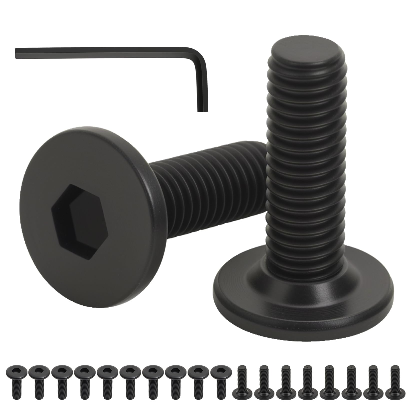 20 PzViti M5, Viti a Testa Svasata con Esagono Incassato, M5 x 16 mm Assortimento di Bulloni Viti a Brugola a Testa Piatta Nero per Macchine, con Chiave