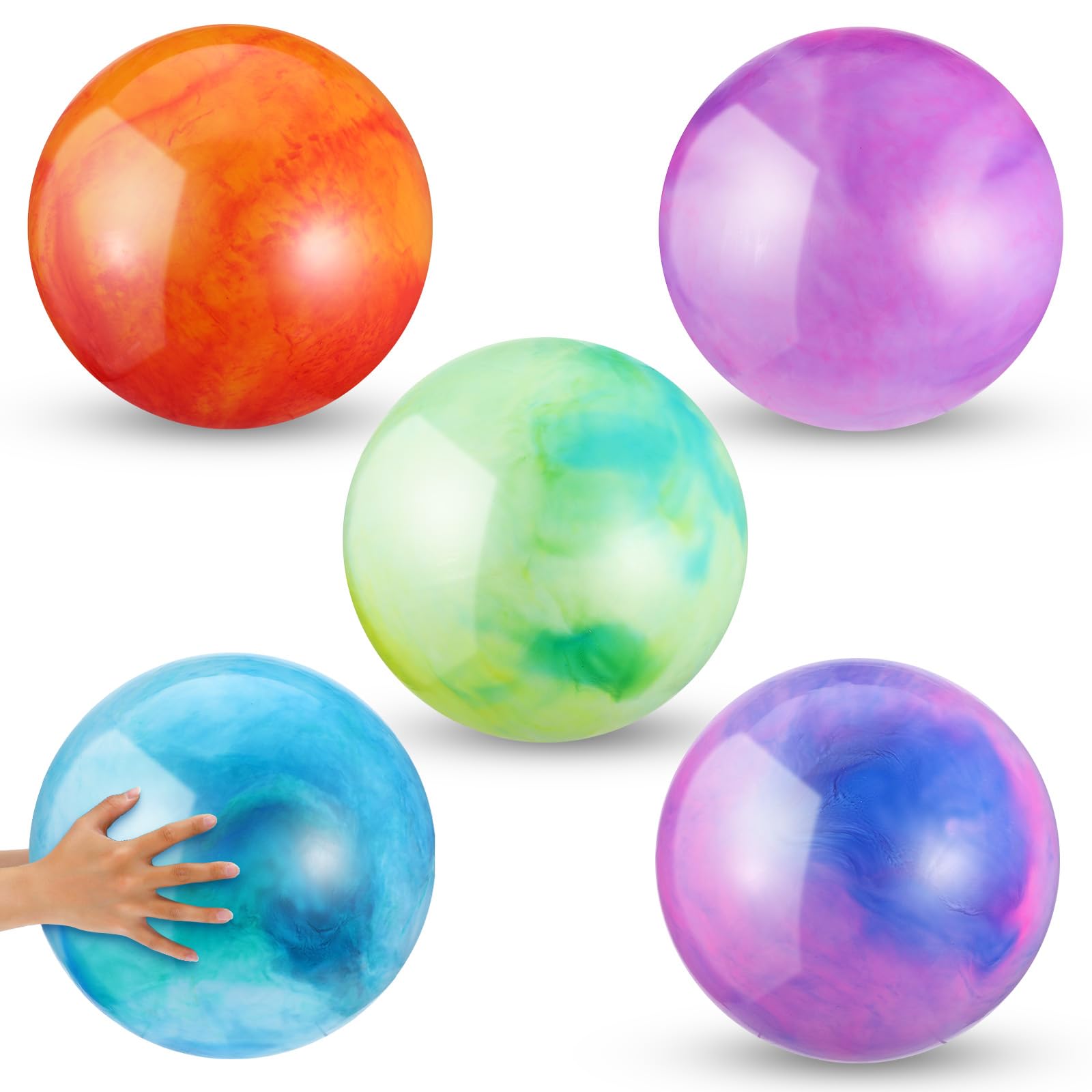 WY LIGHTING LEVEL 5 PCS Inflatable Playground Balls 18 Inch Kickball Dodge Ball Fun Bouncy Balls Bouncing Sensory Playballs with Hand Air Pump for Play Park Backyard Party Games Indoor & Outdoor