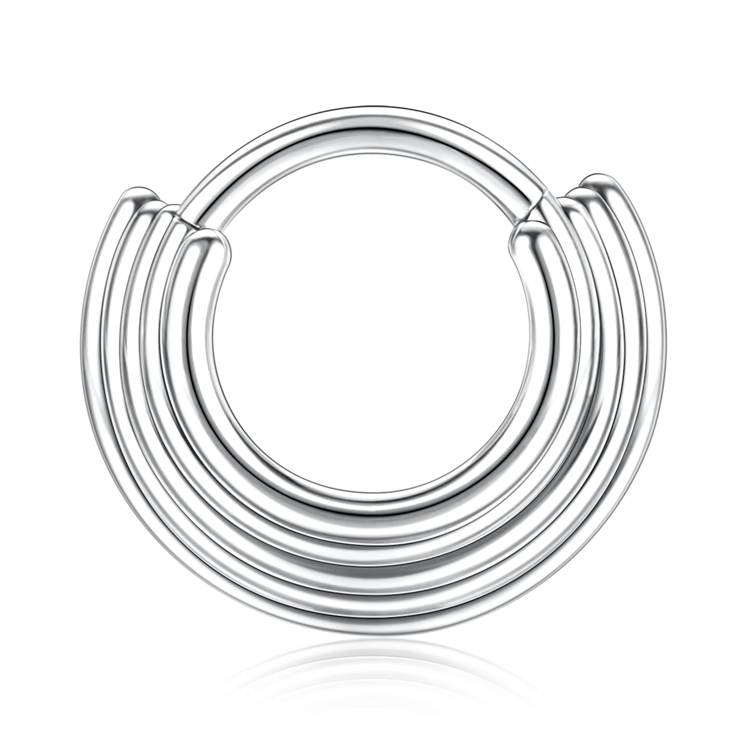hengkaixuan 16G Septum Nose Rings Hoop Daith Earrings Surgical Steel Septum Clicker Ring Hirned Segment Seamless Clicker Ring Conch Hoop Ring Unisex Earrings Hoop Daith Piercing Jewellery — view 4