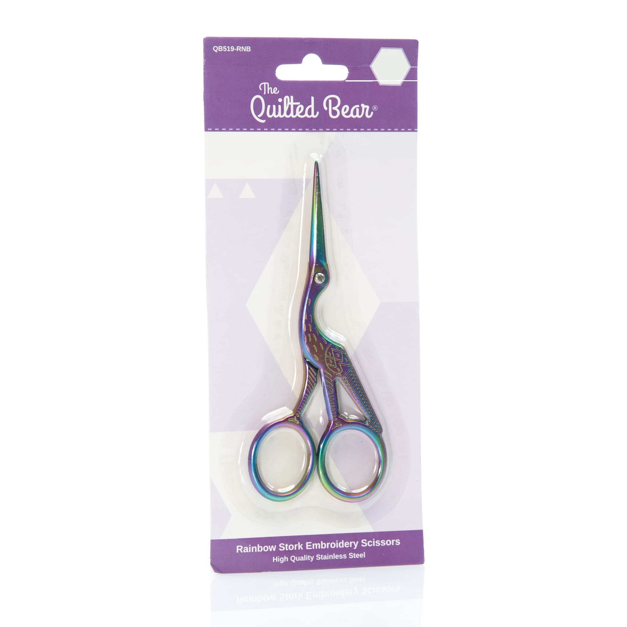 The Quilted Bear Rainbow Quilted Bear Embroidery Scissors - Precision Stork Nail Scissors With Sharp Blades For Sewing & Embroidery Use (3.5")