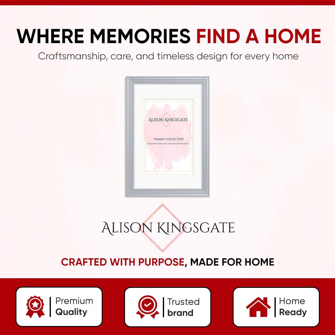 Alison Kingsgate A4 Silver Picture Frame with Mount for A5 Photos, A4 Frame With A5 Mount - Image 2