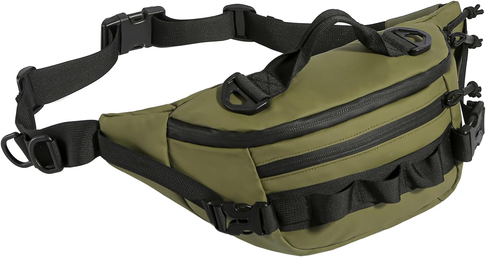 Tactical Waist Bag Molle Fanny Pack for Men Women Hip Belt Pouch HIking Walking Bumbag, Army Green, 14.96 x 3.54 x 6.3 inches, Tactical Waist Pack, Military Waist Bag, Molle Bum Bag, Hip Belt