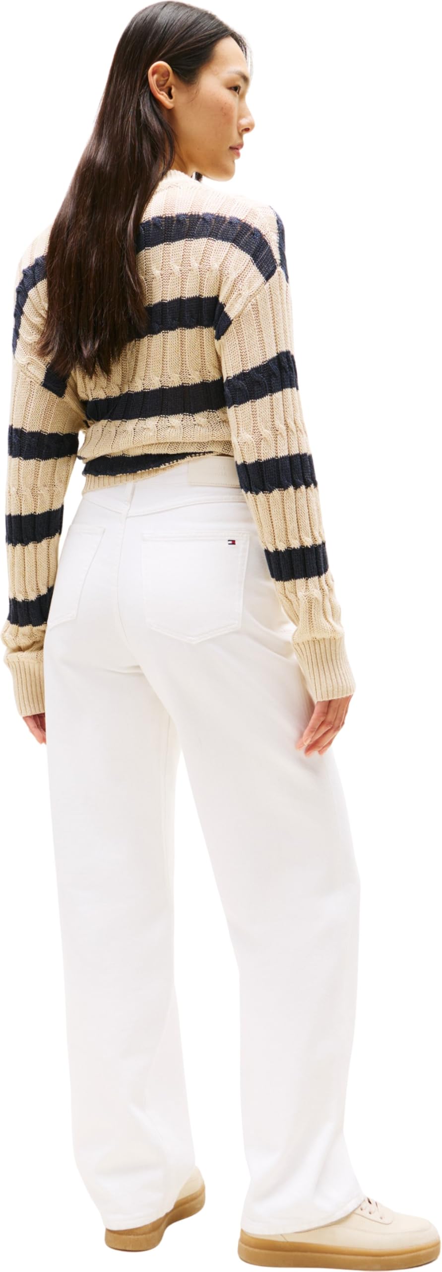 Tommy Hilfiger Donna Jeans White Relaxed Straight Vita Alta