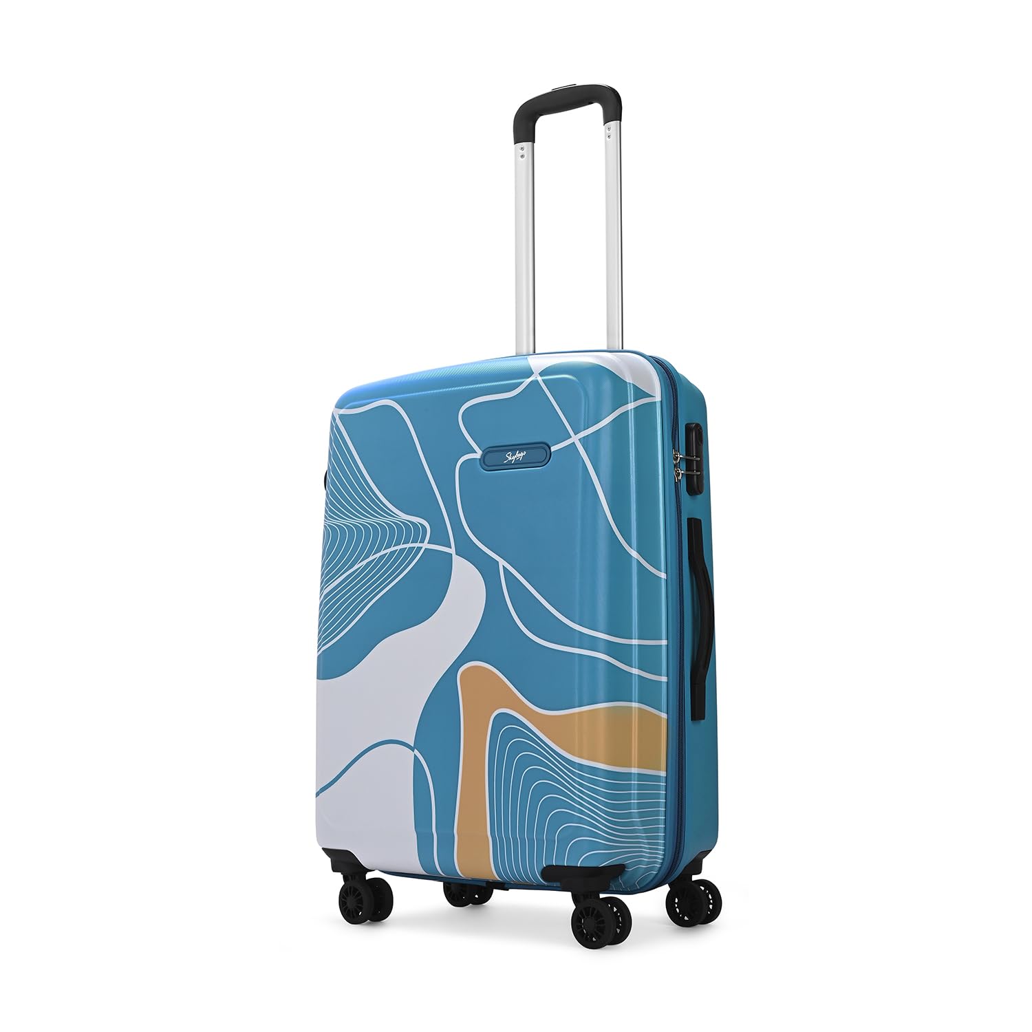 Paradise Hardside Trolley Suitcase, Caribbean-Inspired Design, PC+PP Shell, 8 Wheels, Anti-Theft Zipper, Scratch Resistant, 5 Year Warranty (Blue, Medium)-image-32