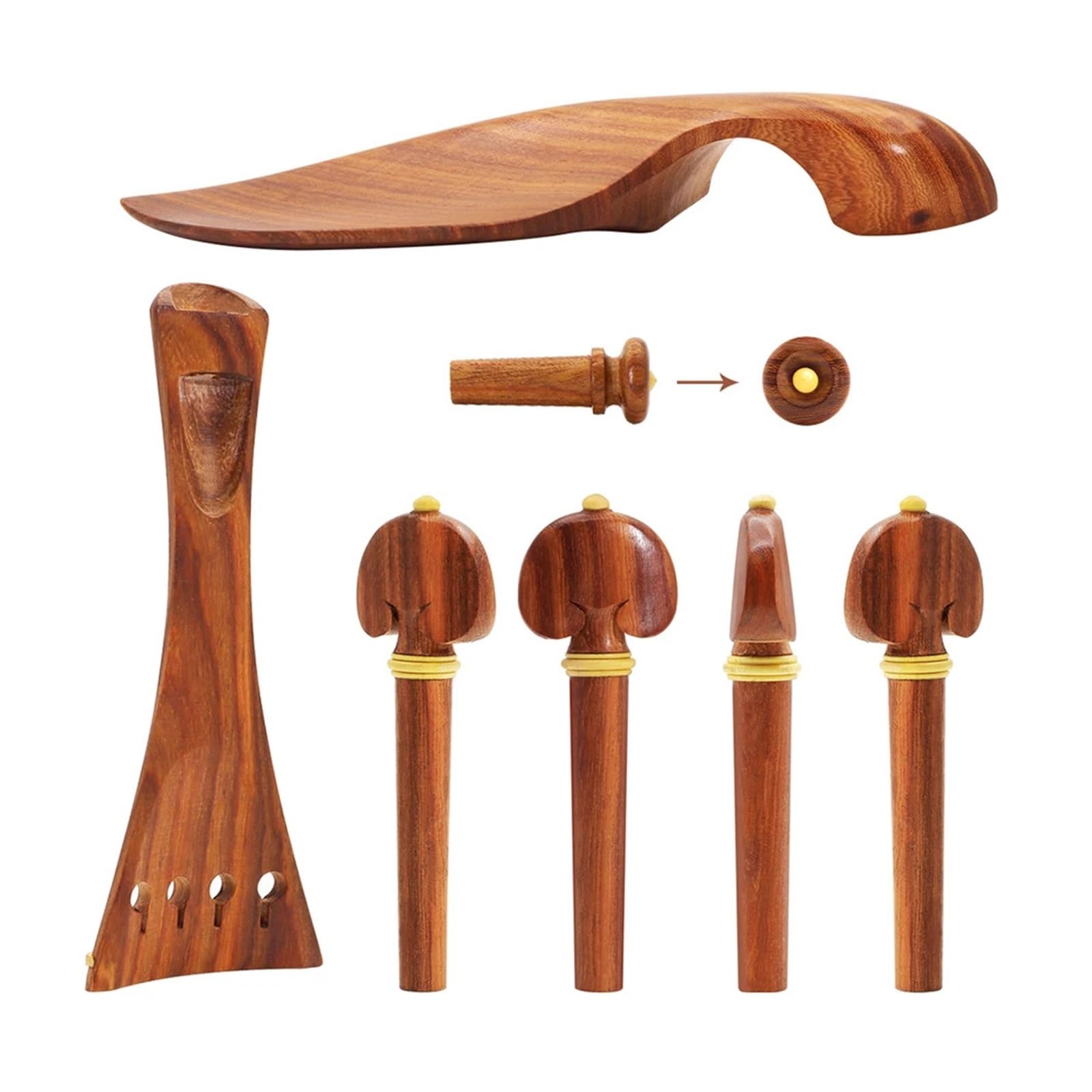 Juego de violín 7 unids/set 3/4 4/4 mentonera clavijas de afinación endpin palisandro con incrustaciones boj violín accesorios de violín de repuesto