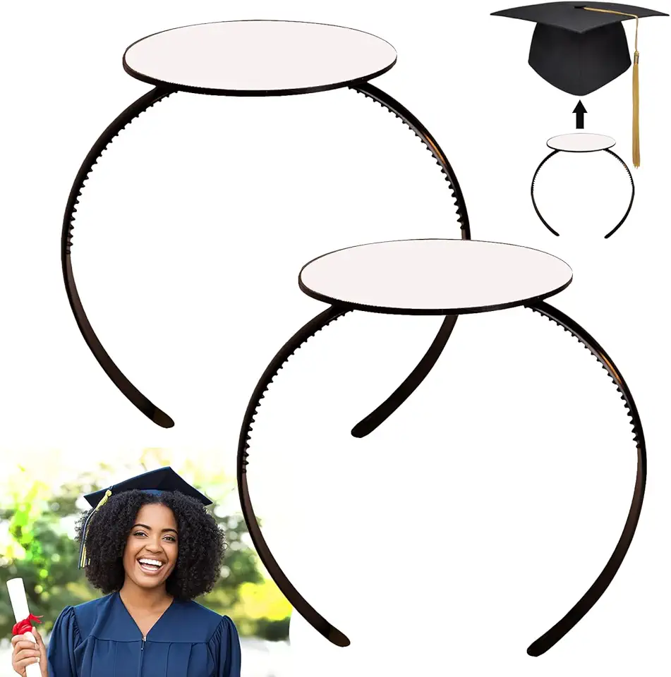 EMOOULI 2 Pcs Graduation Cap Headband, 2025 New Grad Hat Insert, Secure Hairstyle, Not Change Hair, Firm Anti-Fall Hairband for Graduates, Students, Women(Not Including the Grad Hat)