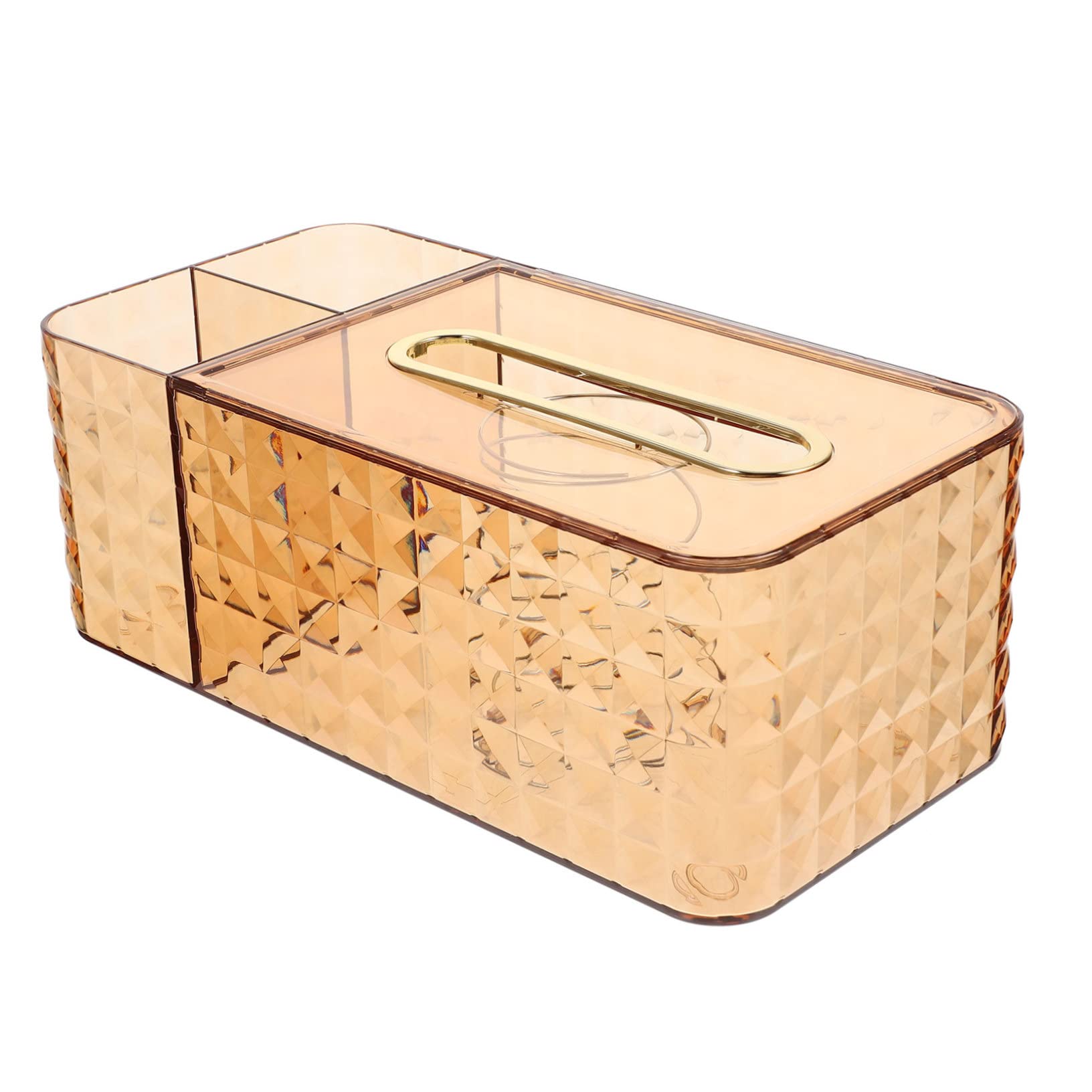 Wakauto Luxury Diamond Pattern Storage Paper Box Gold Tissue Box Cover for Desktop Living Room Office