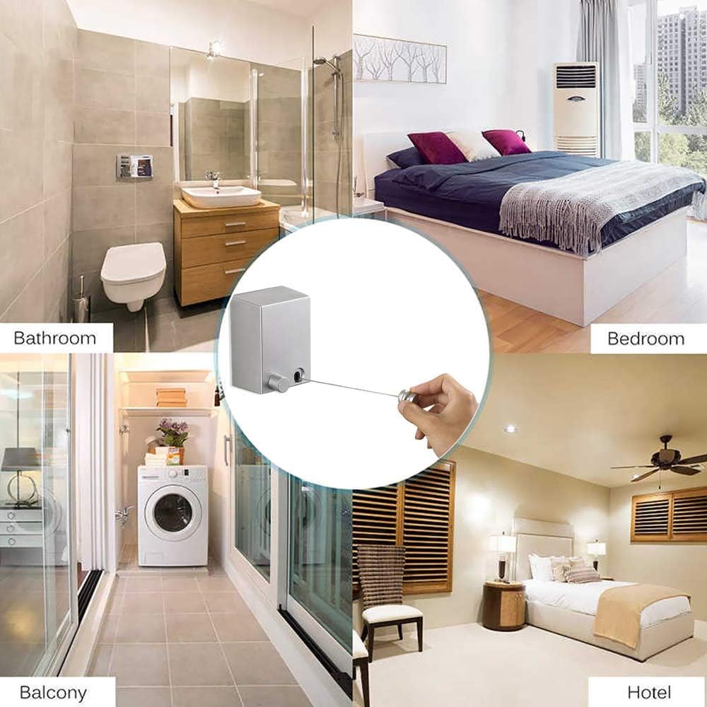 Ladila Retractable Washing Line, Double Line, Extendable Clotheslines, Stainless Steel Rope, Wall Mounted Laundry line, Clothes Drying Rope for Indoor and Outdoor (Clothline D-4) 3