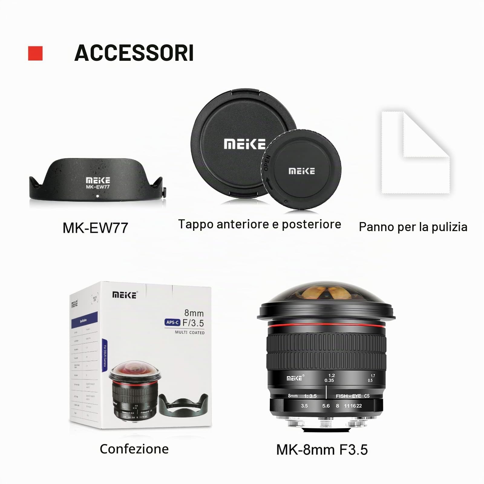 Meike Optics MK 8mm f3.5 - Obiettivo Fisheye ultra grandangolare per Nikon F
