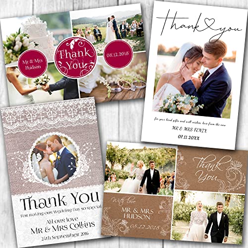 Wedding Thank You Cards & Envelopes (Lots of designs) Personalised - Click customize for pricing