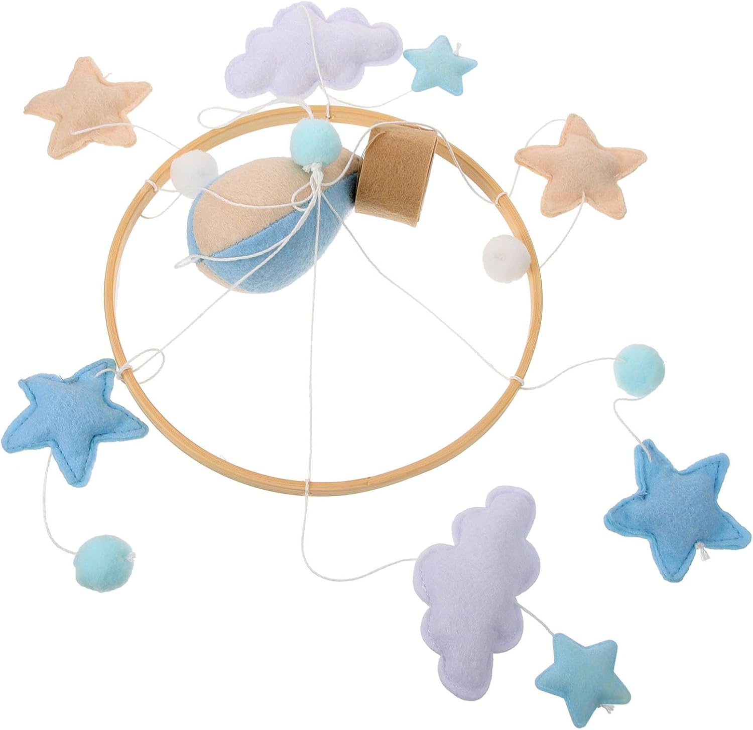 Boho Felt Ball Crib Mobile for Lightweight Nursery Hanging Decor with Star Pendant Gentle Feel Mobile for Bedroom Decoration