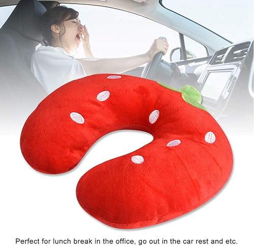 Miniatura 2 de Fdit Almohada en forma de U suave algodón PP lindo patrón para bebé niños asiento de viaje descanso cuello (fresa)