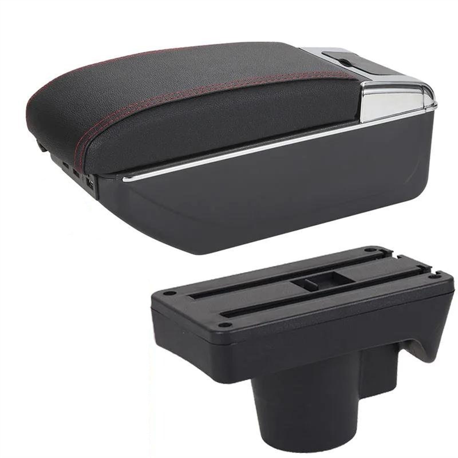 NOHEEU Car Center Console Storage Box Multifunctional Armrest Interior Accessories For Astra 2006-2011(A1 Black red 7USB)