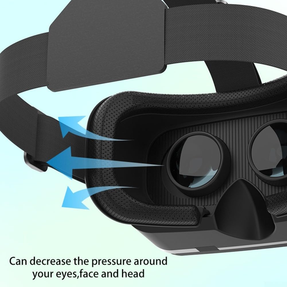 Visore VR per telefono, occhiali per realtà virtuale con controller, occhiali 3D virtuali montati sulla testa, anti-luce blu, lenti HD (Whtie)
