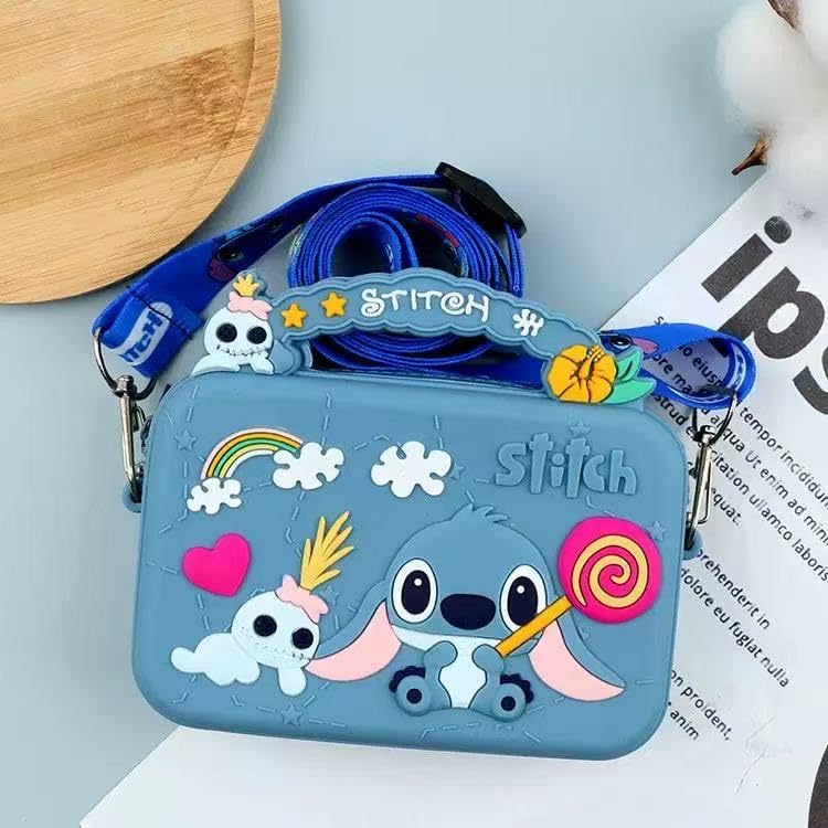 Cartoon Stitch Crossbody bag with Adjustable Shoulder Strap, Handbag with Zipper, Badge Wallet with Lanyard, Wallet Purse Shoulder Bag Coin Pouch Accessories Money Bag for Girls3
