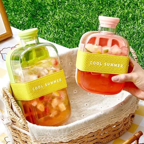 Vaso para hielo y agua 2 en 1 con tapa rosa 500ml miniatura 2