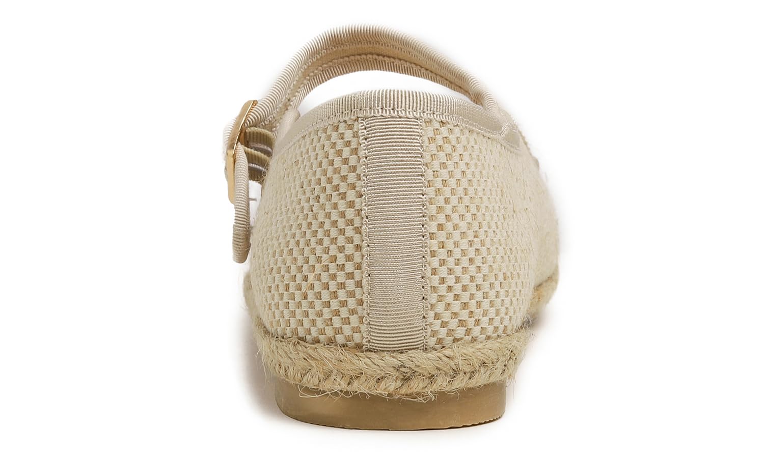 FEVERSOLE Mary Jane Espadrilles confortables à enfiler avec bout fermé et bordure en jute pour femme