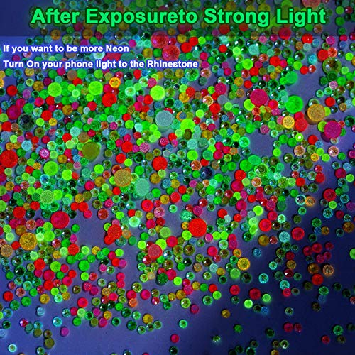 Tokabrize YUNGOGO Glow In The Dark Halloween Nail Crystal Gems,1956 Pcs Fluorescence Crystal Rhinestones For Nail Crystal Gems Stones Diamond For Crafts Bling Aurora Flatback Nail Art Rhinestones thumb #4