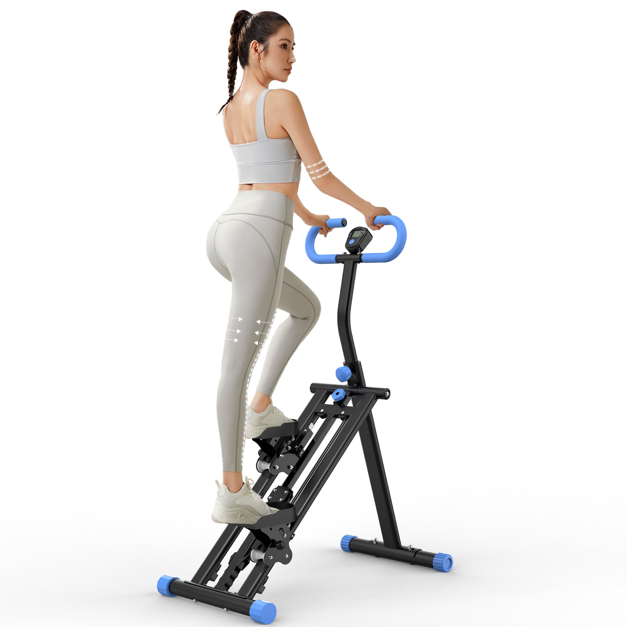 Stair Stepper per la casa, con 3 livelli di resistenza, pieghevole, verticale, silenzioso, con display LCD, per casa, ufficio, allenamento