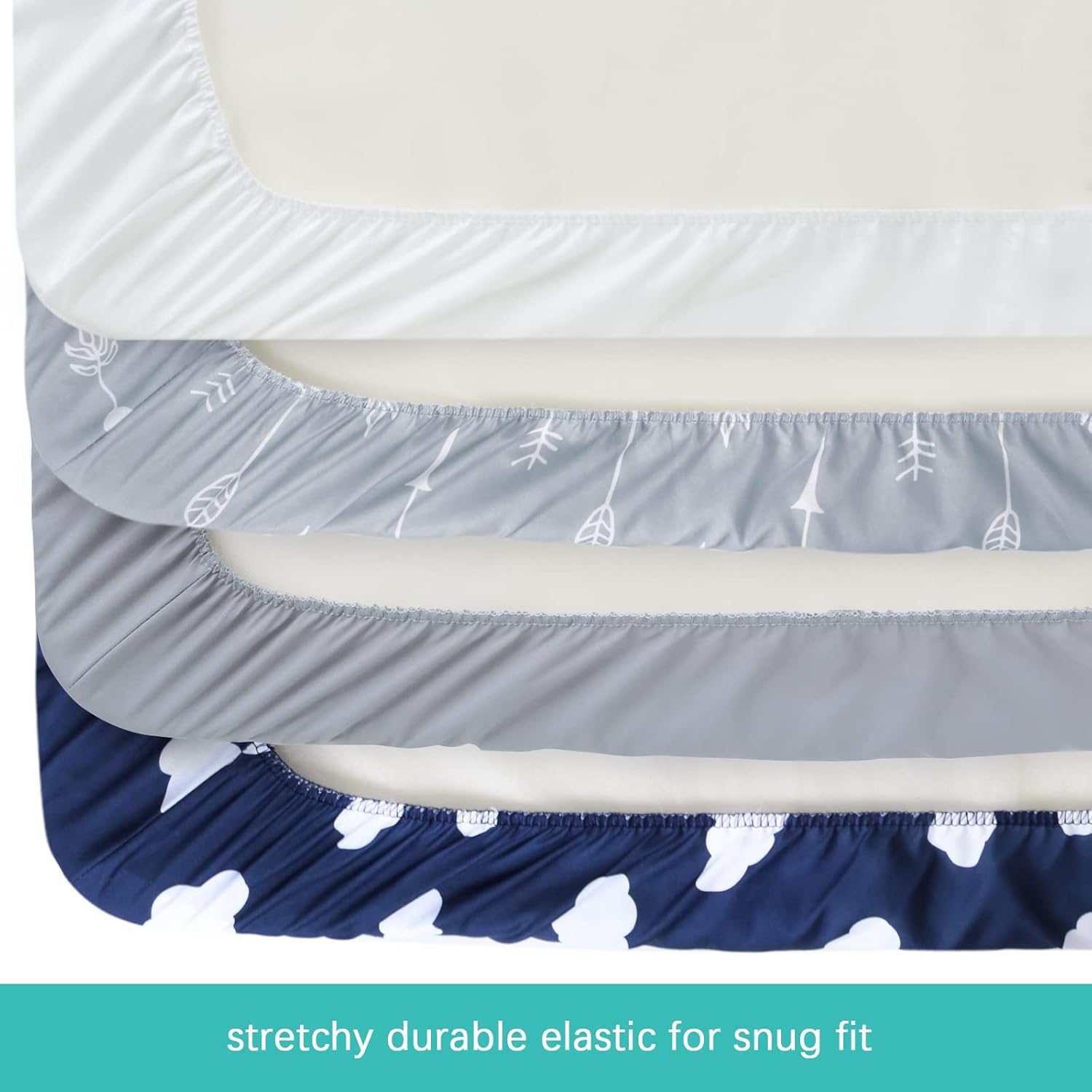 Baby Bassinet Sheets 4 Pack Compatible with ANGELBLISS, wayfong, Uuoeebb 4 in 1 Bedside and Papablic Baby Bassinet, Ultra Soft & Skin-Friendly, Washer & Dryer, 20" x 33" - Image 3