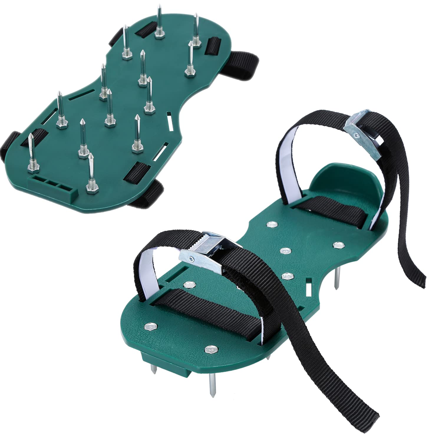 LINZILINZI Lawn Aerator Shoes, Garden Scarifier Nail Spiked Sandals with Adjustable Straps, Universal Size Fits All Shoes or Boots for Effectively Aerating Lawn Grass Yard Soil 666100